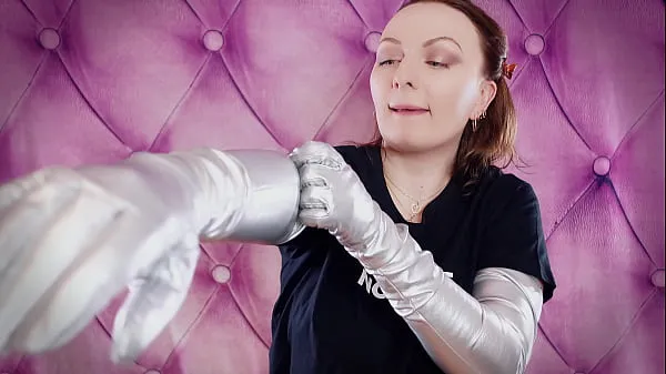 Mostrar ASMR: long opera silver shiny gloves by Arya Grander. Fetish sounding free SFW video vídeos de conducción