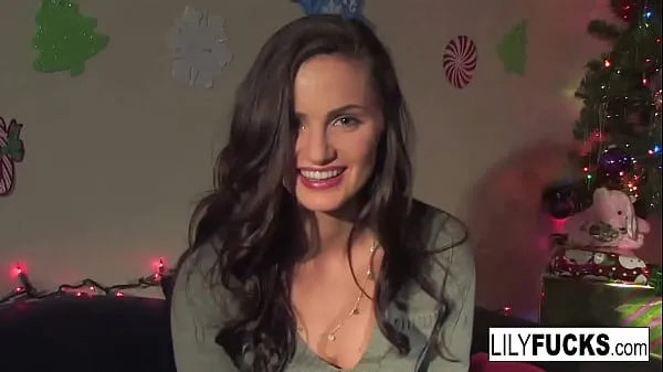 Show Lily tells us her horny Christmas wishes before satisfying herself in both holes drive Videos