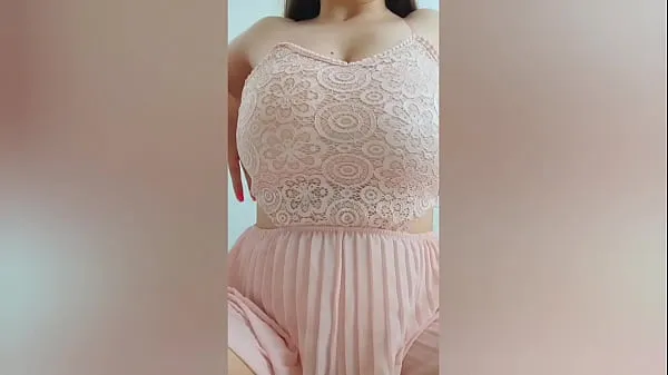 Show Young cutie in pink dress playing with her big tits in front of the camera - DepravedMinx drive Videos