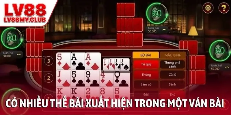 Có nhiều thế bài xuất hiện trong một ván bài binh
